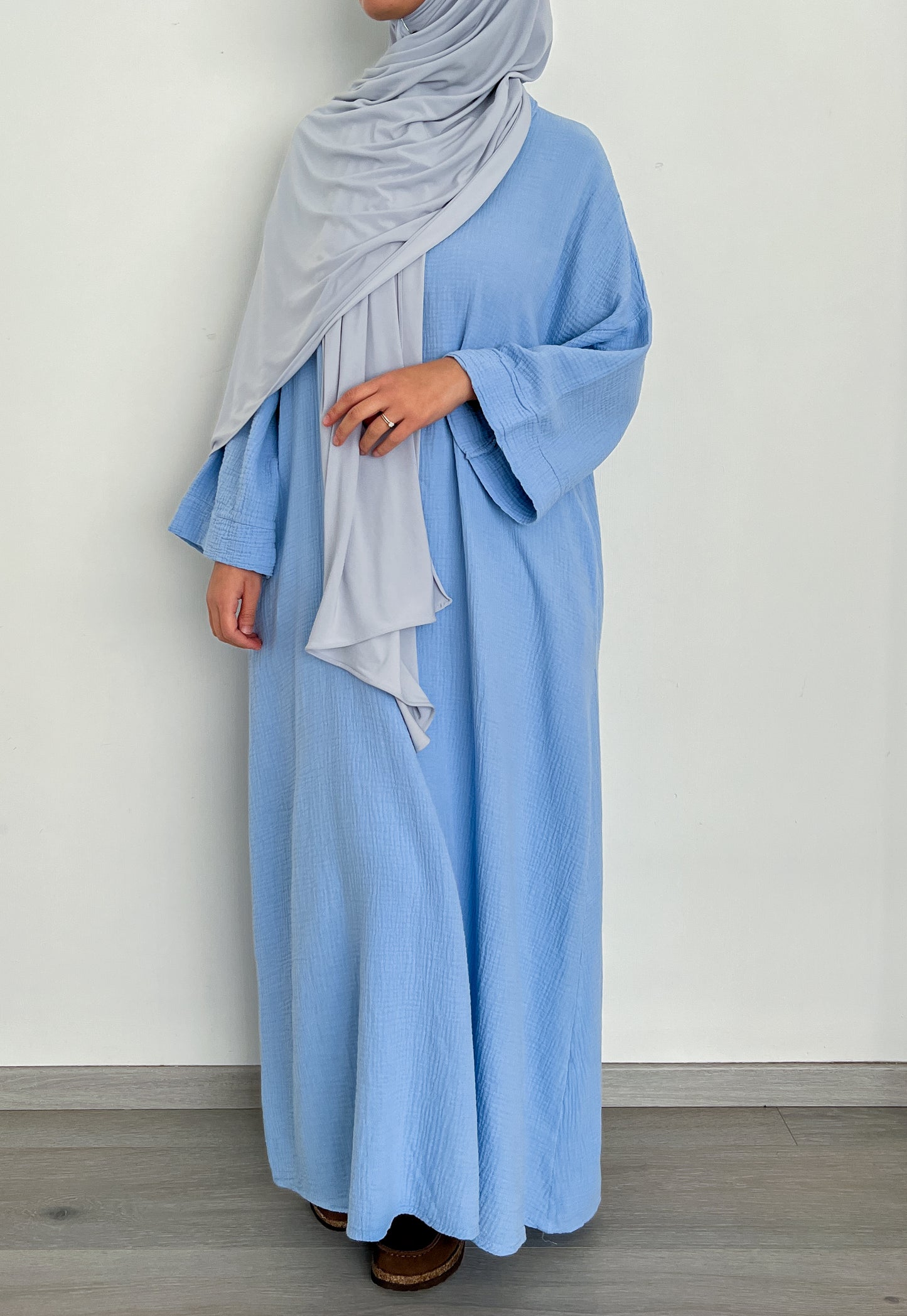 ROBE EN GAZE DE COTON BLEU