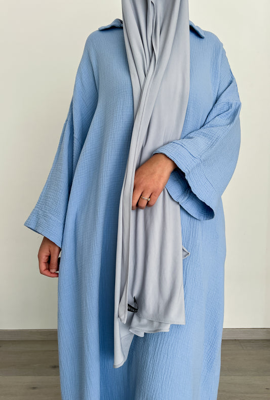 ROBE EN GAZE DE COTON BLEU