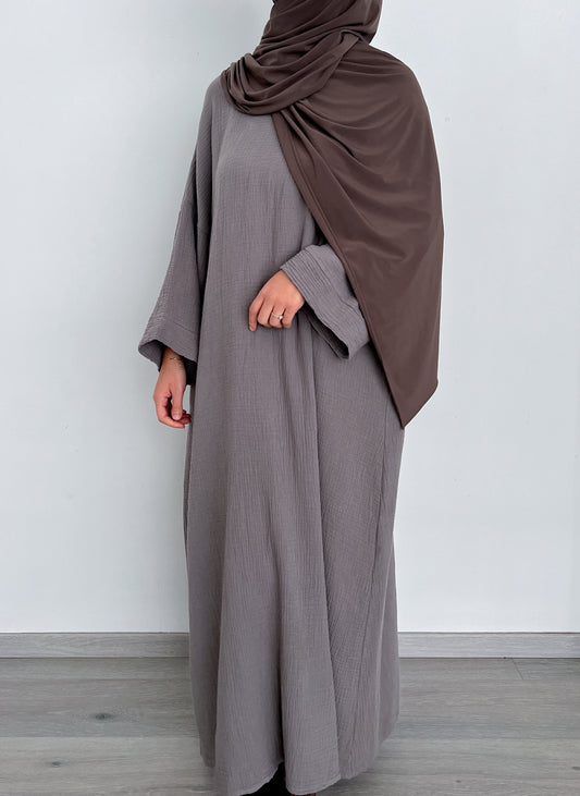 ROBE EN GAZE DE COTON TAUPE